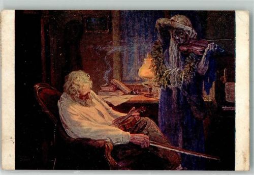 Verlag J.P.P. 2057 sign. Jos. Mandl : Das Elend , Geiger und der Tod