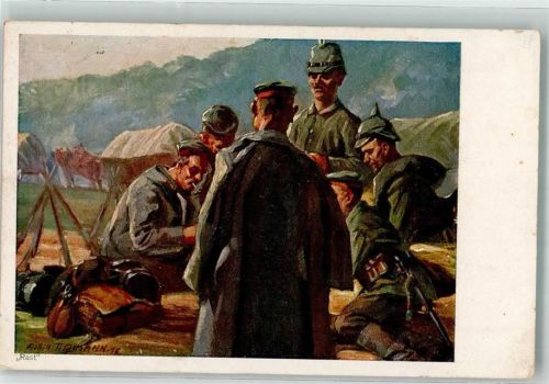 1916 sign. Tippmann, Albin Deutscher Nachschubtrain in den Bergen bei einer Rast FEM Nr. 121 Feldpost Brig.-Ersatz-Batl. 58