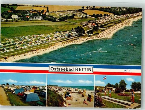 23730 W2430 Rettin Foto AK Fliegeraufnahme Schwimmbad Strand Minigolf Campingplatz