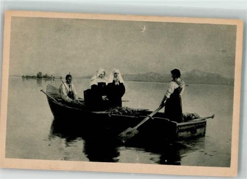 sign. Wopfner Jos. Ave Maria Tracht Ruderboot