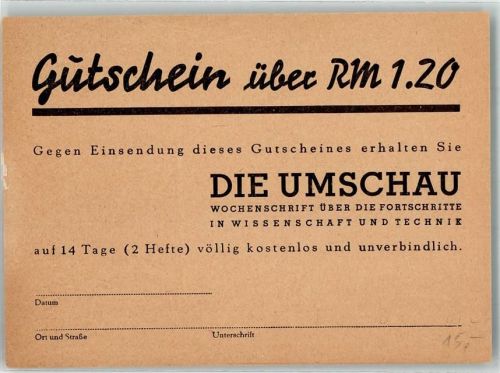 Frankfurt Die Umschau Wochenschrift Gutschein Verlagsbuchhandlung