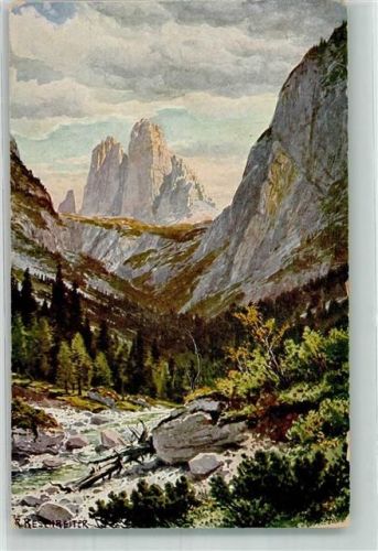 1922 sign. Reschreiter Bergkulisse Berge