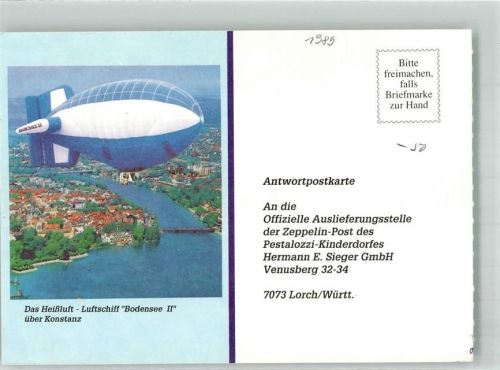 W7750 Konstanz Luftschiff Bodensee II Werbung Kinderdorf Zeppelin KEINE AK