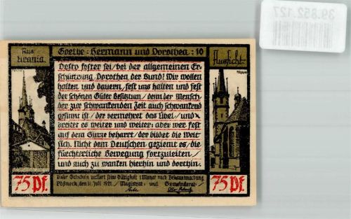 Pößneck 1921 75 Pf. Goethe Hermann u. Dorothea 10