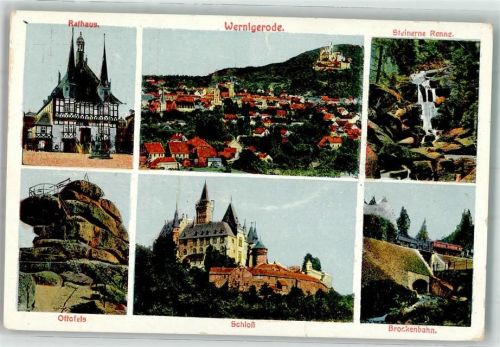 Wernigerode Rathaus Schloss Eisenbahn Brockenbahn Stempel Postbriefkasten am Wasserfall Steinerne Renne