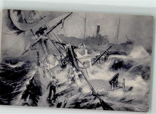 Ein torpediertes englisches Segelschiff sinkt Marine WK I Wohlfahrtskarte zur Unterstützung deutscher Veteranen