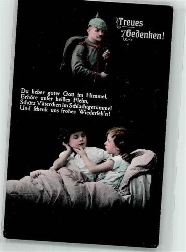 1916 Kinder sprechen eine Gutenachtgebet für den Vater im Felde Uniform L & P 5759/II