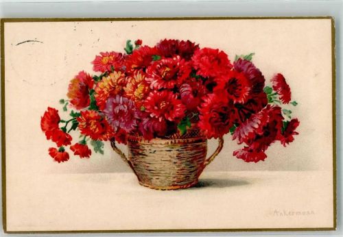 1915 sign. Ankermann Blumenkörbe Künstler Postkarte Serie 2138