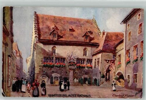 Regensburg sign. Flower, Charles Altes Rathaus Raphael Tuck & Sons Oilette No. 711