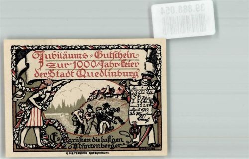Quedlinburg 1922 50 Pfennig Jubiläums-Gutschein