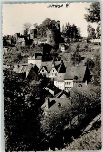 Monschau Burgruine über den Dächern der Altstadt Foto Original aus Archiv eines Ansichtskartenverlags Ort handschriftlich