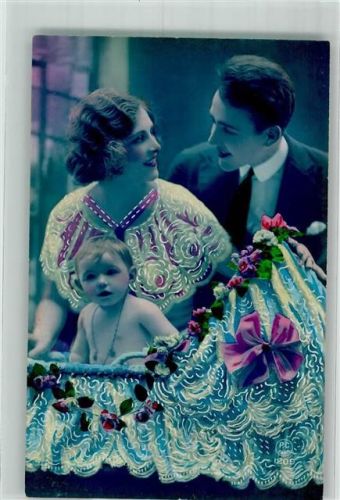 handkoloriert Familie Baby P.C. Paris 1209 Fotomontage 1924