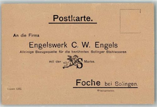 Solingen Fabrik Engelswerk C.W.Engels Foche Geschäftskorrespondenz
