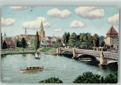 78462 W7750 Konstanz Künstlerkarte Rheinbrücke WIRO Künstlerkarte