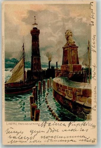 Lindau 1906 Leuchtturm Löwenstatue Hafen Zieher, Ottmar Verlag Nr.1010