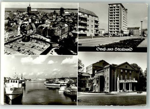 18435 O2300 Stralsund Foto AK Knieper Nord Hafen Theater der Werftstadt