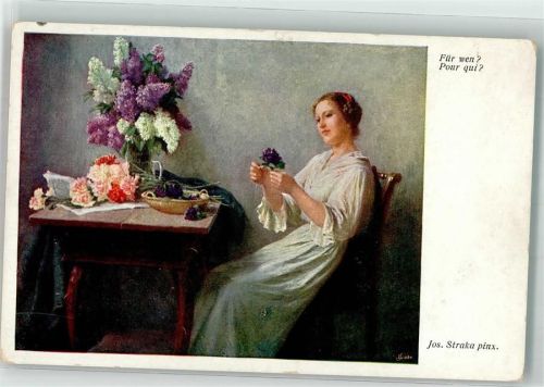 Für Wen Frau Flieder Nelken B.K.W.I. Nr. 1348 Wiener Kunst