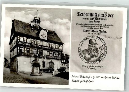 Staffelstein Adam Riese Tittelblatt d. Original-Rechenbuch Heimat-Museum Rathaus Oldtimer