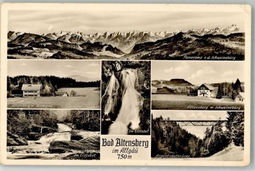 Altensberg Alpenpanorama Hochgrat Eistobel Schweineburg Argentobelbrücke Werbung Gasthaus Bad Altensberg