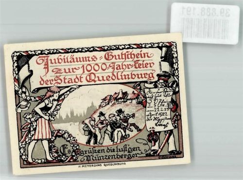 Quedlinburg 1922 50 Pfennig Jubiläums-Gutschein