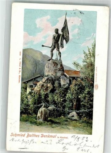 Kochel 1909 Denkmal Schmied Balthes