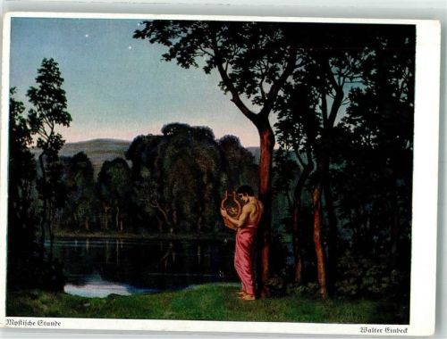 Walter Einbeck : Mystische Stunde Mann mit einer Leier am See