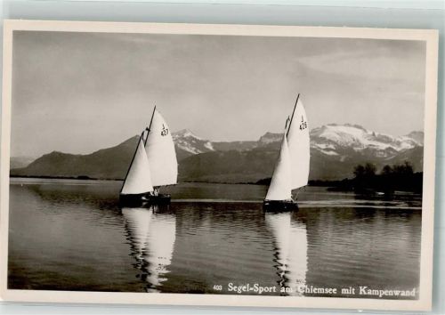Prien Segelboote auf dem See vor der Kampenwand Ort lt. Verlag Zierer