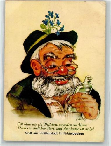 Weißenstadt Abgerissener Vagabund mit leerer Schnapsflasche Humor Trinker
