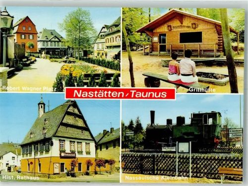 Nastätten Robert-Wagner-Platz Rathaus Grillhütte Nassauische Kleinbahn Dampflokomotive