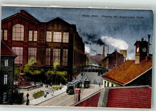 Essen Eingang der Krupp'schen Fabrik Denkmal Straßenbahn Verlag Hermann Lorch No. 92