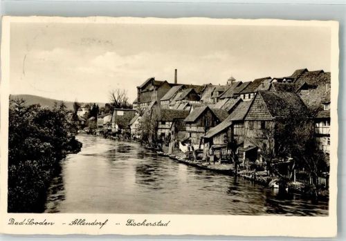 Bad Sooden-Allendorf 1933 Fischerstad in Allendorf an der Werra Bahnpost Hannover
