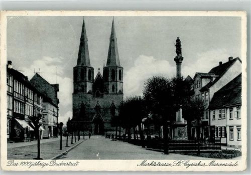 Duderstadt 1929 Marktstraße Kirche St. Cyriakus und Mariensäule