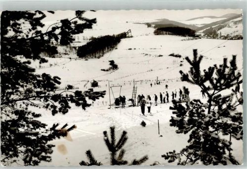 Usseln Skischule im Winter Ort handschriftlich Foto Original aus Archiv eines Ansichtskartenverlags