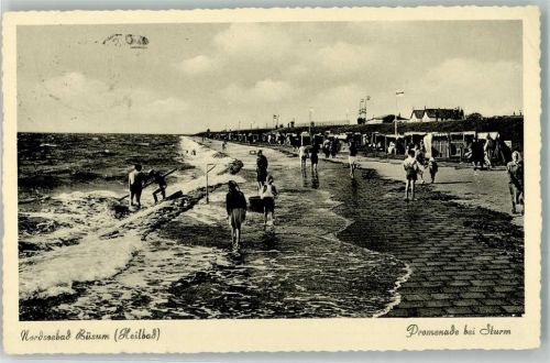 Büsum 1954 Schwimmbad Promenade Notopfermarke Berlin Foto AK