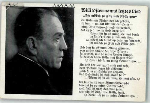 Köln Stadt 1941 Portrait Ostermann, Willi Lied Ort lt. Stempel