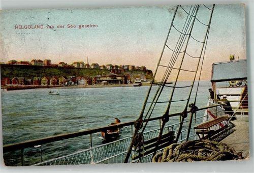 Helgoland 1913 Unter- und Oberland von Bord eines Schiffes Verlag Dr. Trenkler Co.