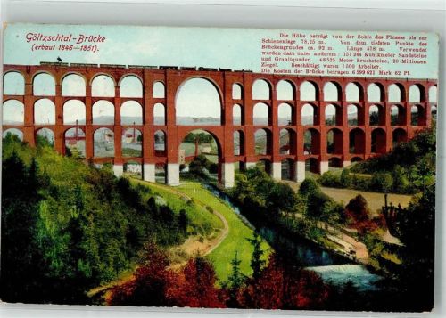Netzschkau 1915 Göltzschtal-Eisenbahnbrücke Verlag Zieher, Ottmar Heliocolorkarte Feldpost WK I Reichenbach
