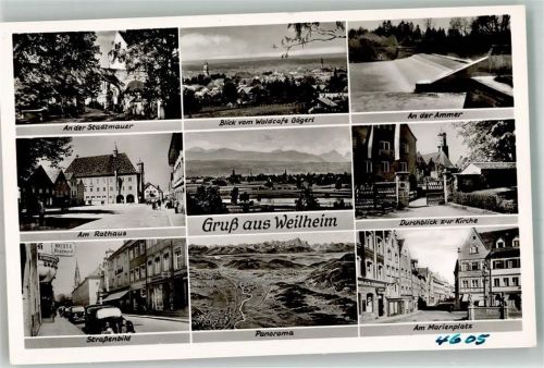 Weilheim Rathaus Auto Hotel Kirche Marienplatz Vogelschau