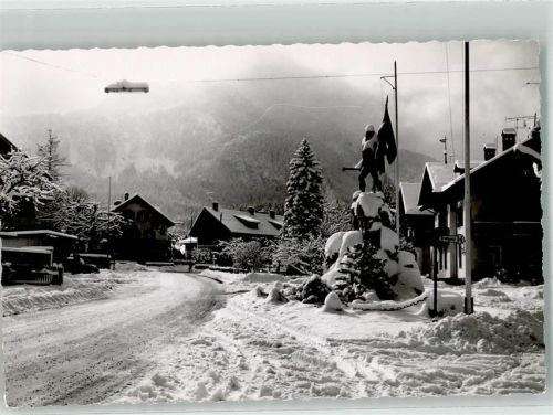 Kochel Denkmal Winter Ort handschriftlich Foto Original aus Archiv eines Ansichtskartenverlags