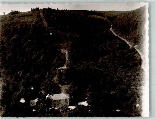 Bad Sooden-Allendorf Fliegeraufnahme eines einzelstehenden Gasthaus an einem Hang Ort handschriftlich Foto Original aus Archiv eines Ansichtskartenverlags