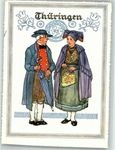 sign. Petersen, Wilhelm Mann und Frau aus Thüringen Werbung Köllnflockenwerke Elmshorn