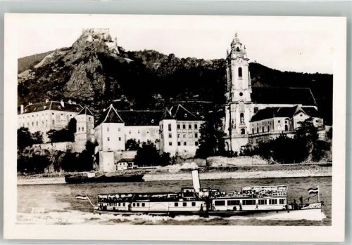 Dürnstein Raddampfer auf der Donau Stift Dürnstein Fotograf Franz Flamm