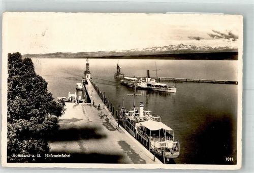 Konstanz 1938 Hafen Raddampfer
