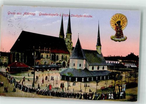 Altötting 1916 Kirche Gnadenkapelle Stift- und Stadtpfarrkirche Prozession