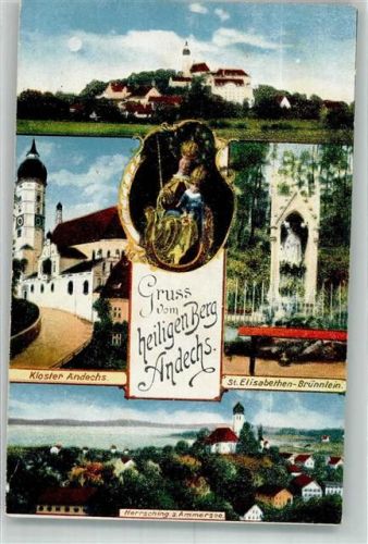 Andechs Benediktinerkloster mit Wallfahrtskirche St. Elisabethen Brünnlein Herrsching Hüttenstempel