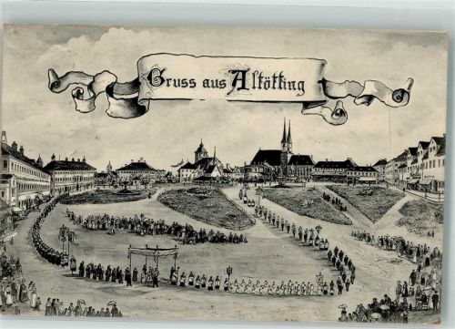 Altötting 1907 Kirche Prozession