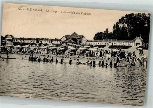 L'Isle-Adam Schwimmbad Strand Badekabinen Isle Adam