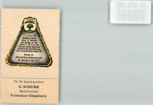 Ilsfeld Wappensammelmarke mit Chronik Nr. 249 Deutscher Heimatdienst Betonwerk Schurr