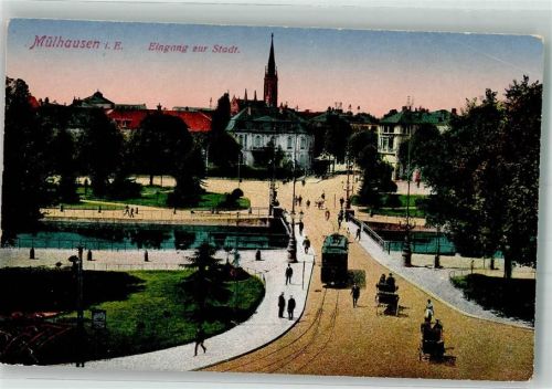 Mulhausen 1917 Straßenbahn Feldpost WK I