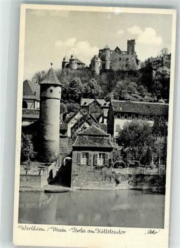 Wertheim 1955 Burg Partie am Kittsteintor Notopfermarke Berlin